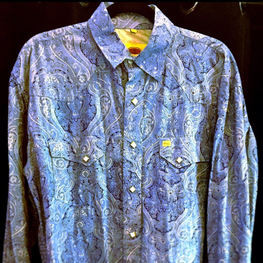 Blue Paisley Pearl Snap Designer Western Shirt